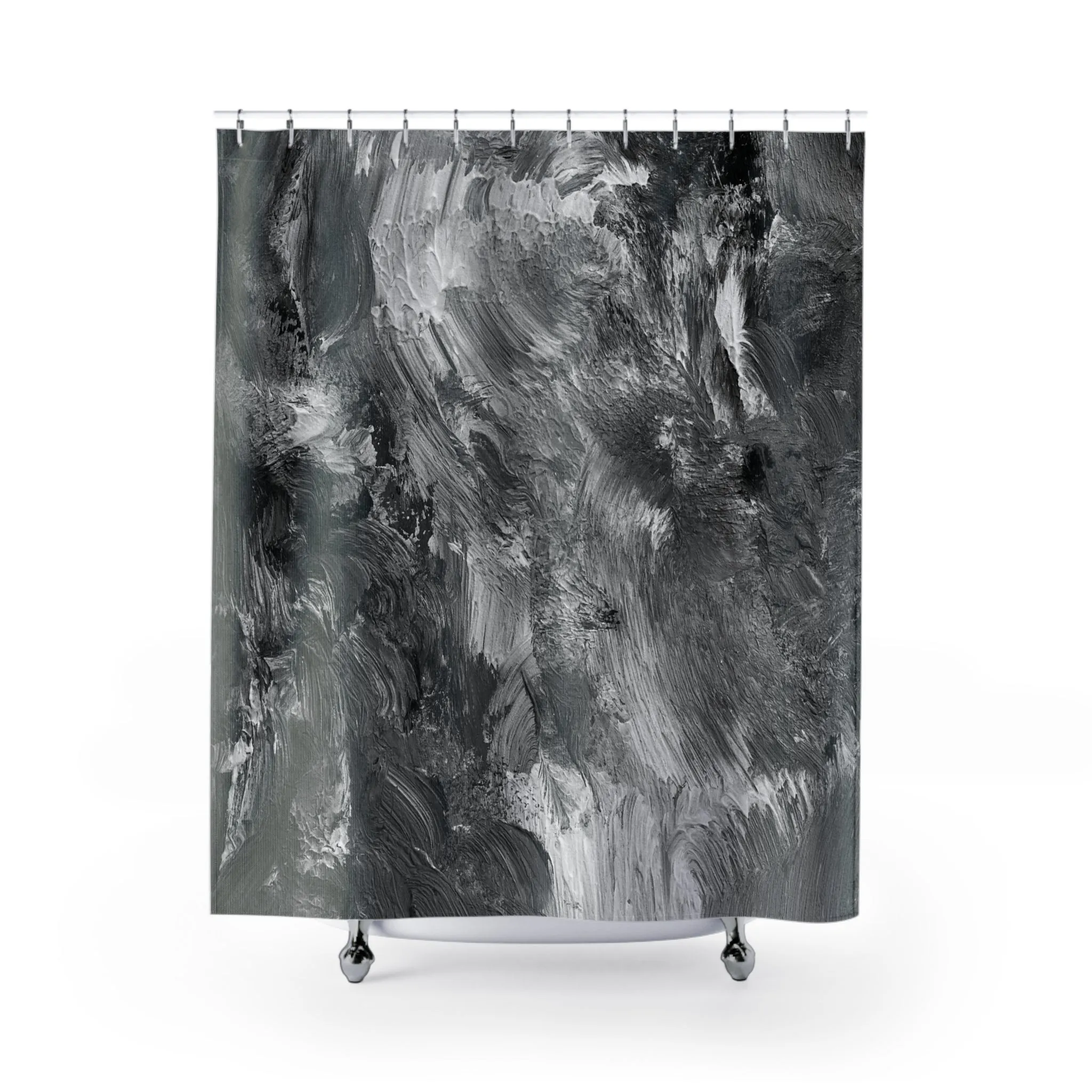 Boho Shower Curtain | Black Grey, White Acrylic Ombre Lighting,Home Lighting