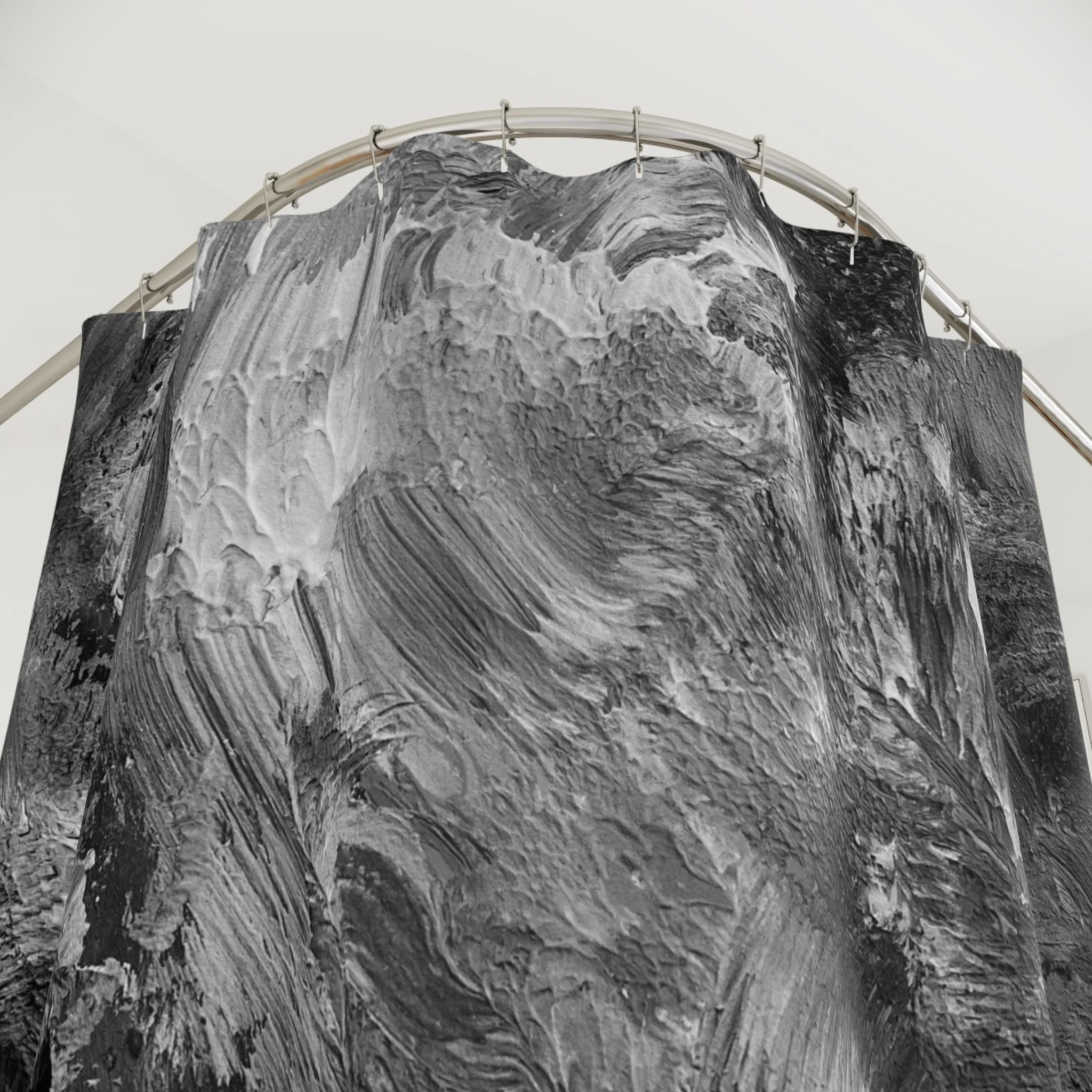 Boho Shower Curtain | Black Grey, White Acrylic Ombre