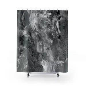 Boho Shower Curtain | Black Grey, White Acrylic Ombre Lighting,Home Lighting