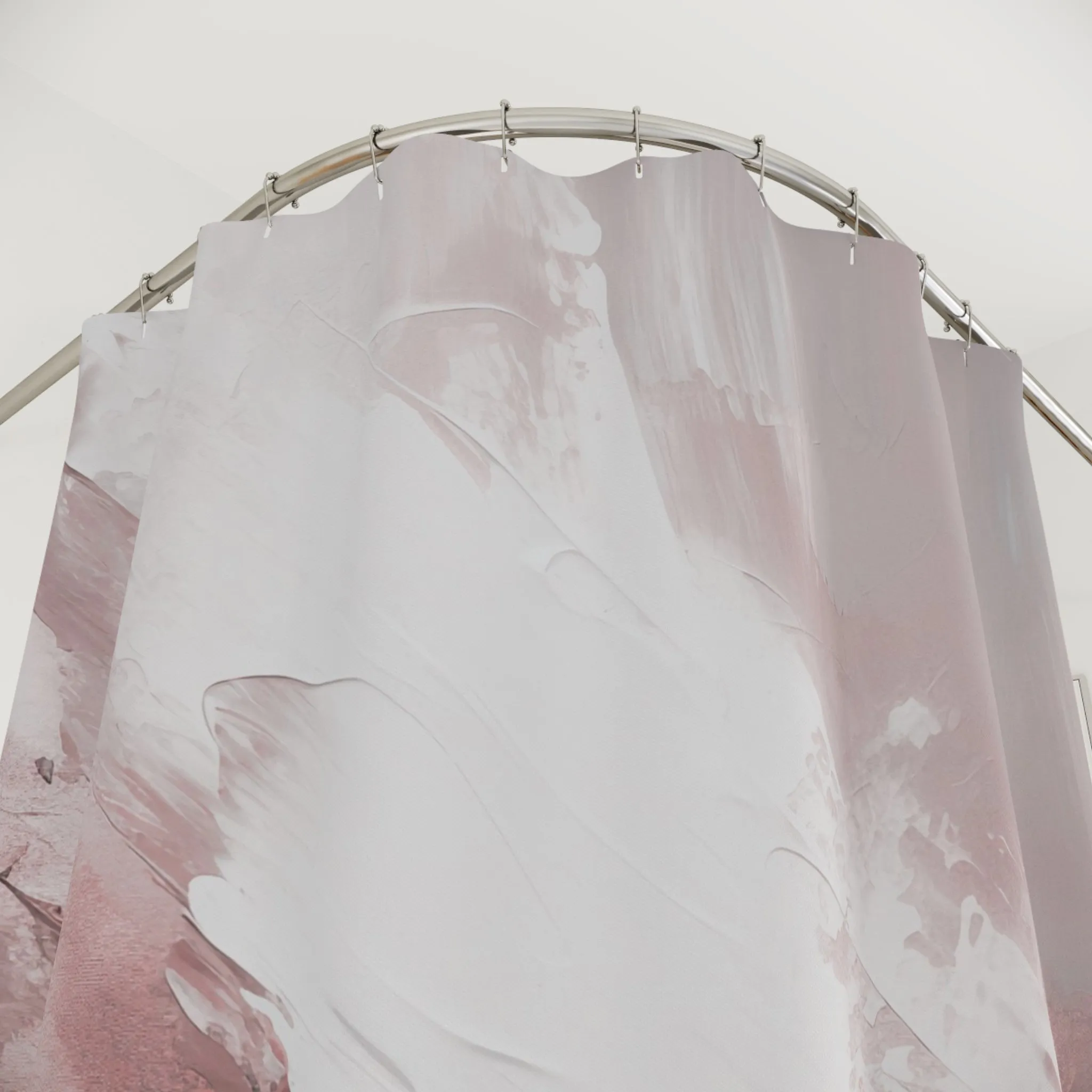 Boho Shower Curtain | Burgundy Grey White Fabric Curtain