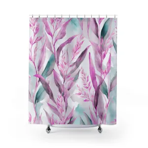 Boho Shower Curtain | Colorful Pink, Teal Green Leaves Lighting,Home Lighting
