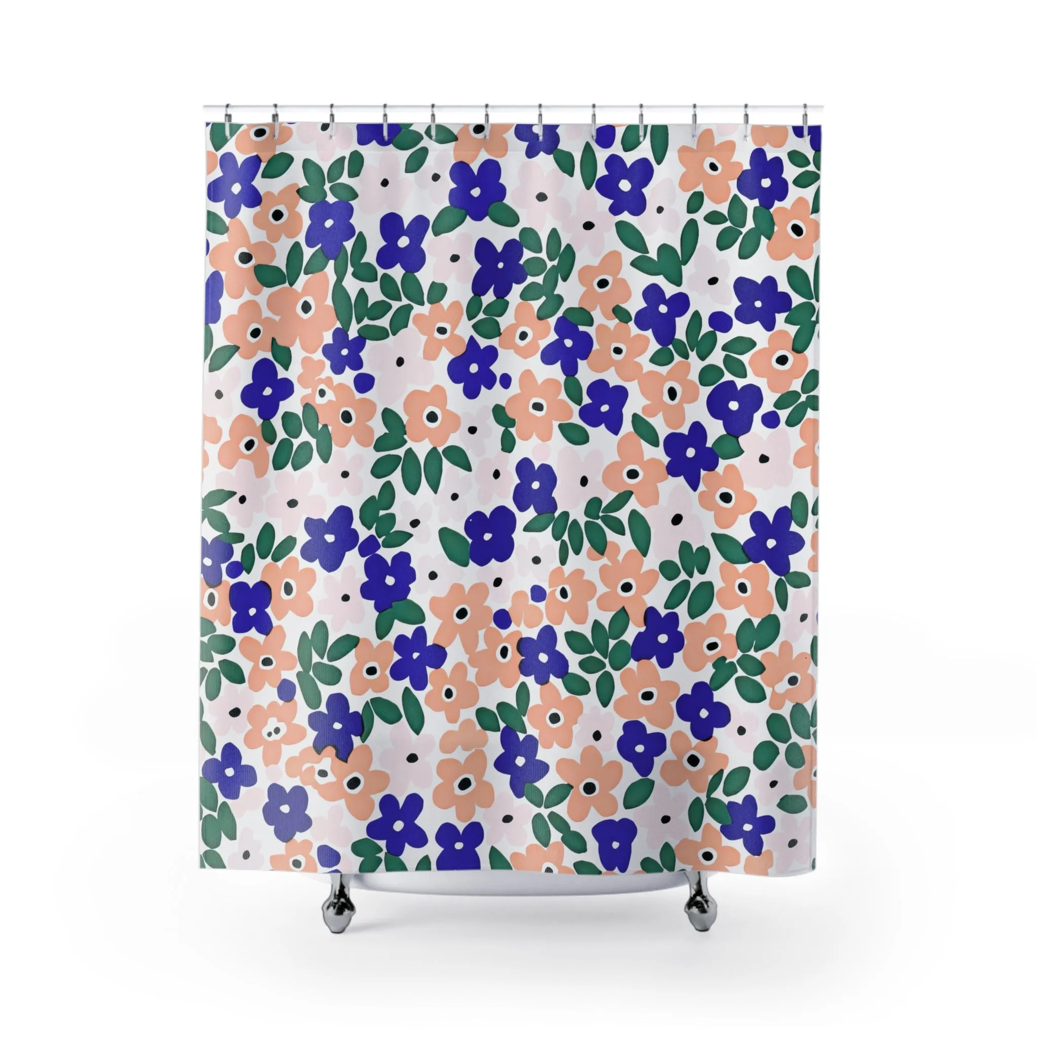 Boho Shower Curtain | Floral Blue, Green, Blush Beige Pink Cute Lighting,Home Lighting