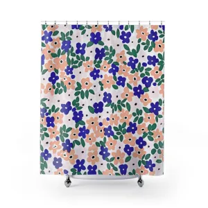Boho Shower Curtain | Floral Blue, Green, Blush Beige Pink Cute Lighting,Home Lighting