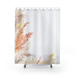 boho shower curtain | Floral Pampas | Rust Beige White Lighting,Home Lighting
