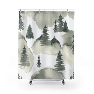 Boho Shower Curtain | Floral Sage Green Forest Woodlands Abstract Lighting,Home Lighting