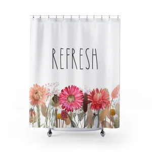 Boho Shower Curtain | Floral White Refresh Lighting,Home Lighting