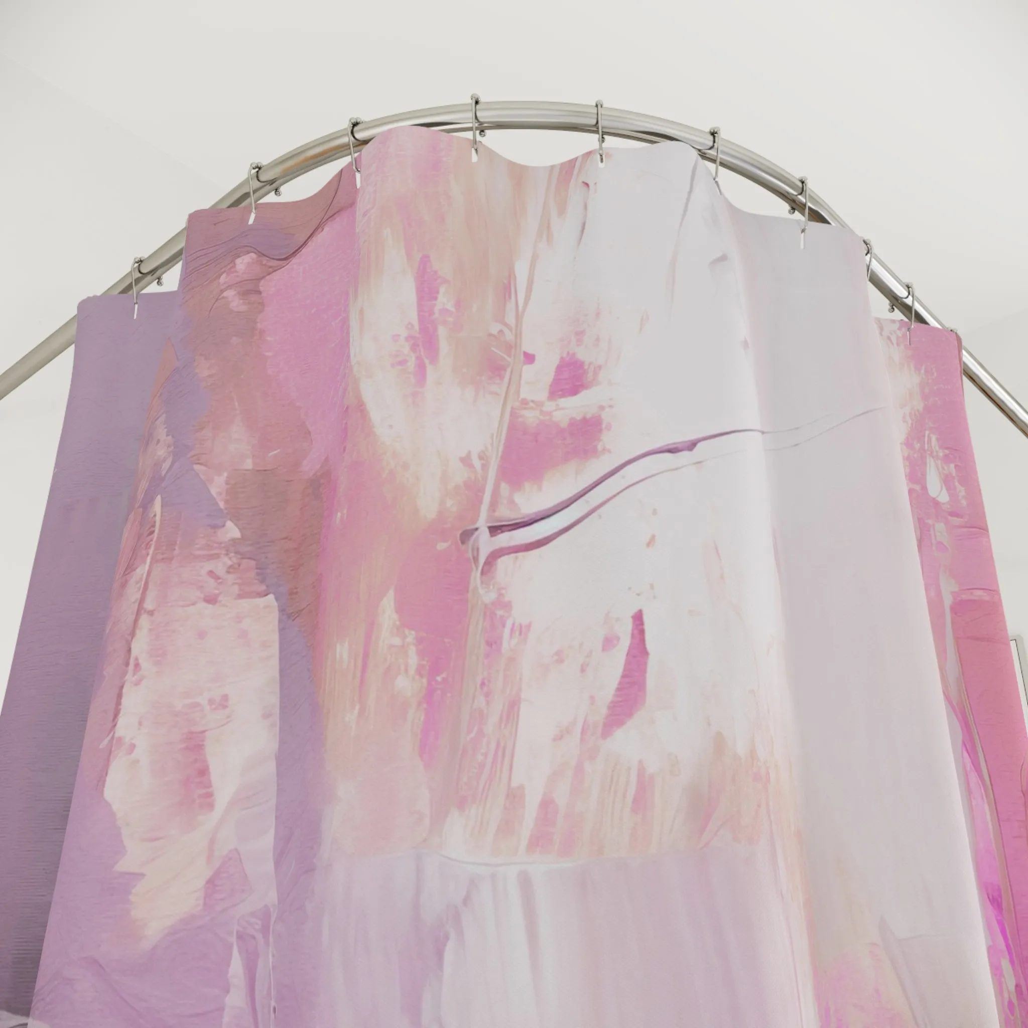 Boho Shower Curtain | Fuchsia Pink, White