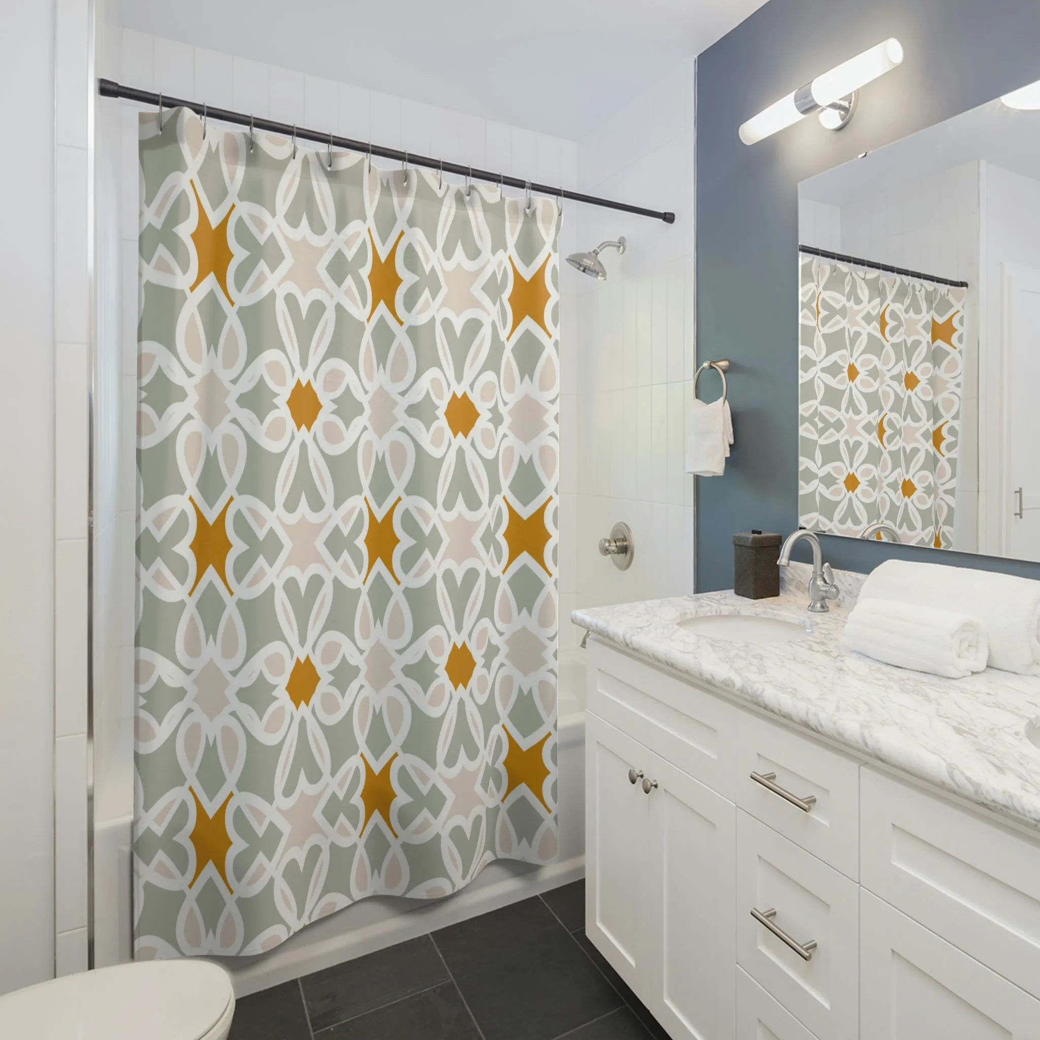 boho shower curtain | Mid-Century Minimalist