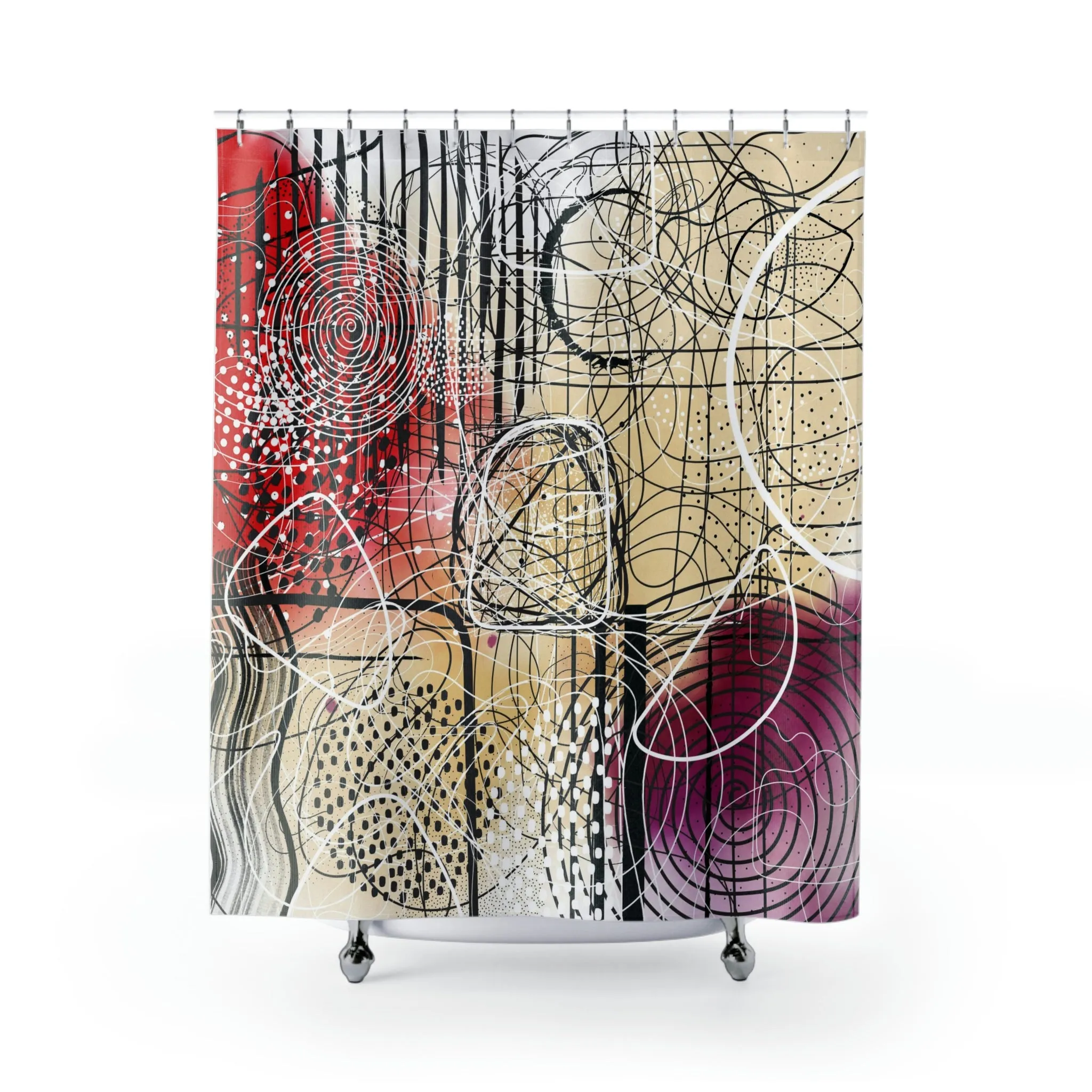 Boho Shower Curtain | Red Purple Lighting,Home Lighting
