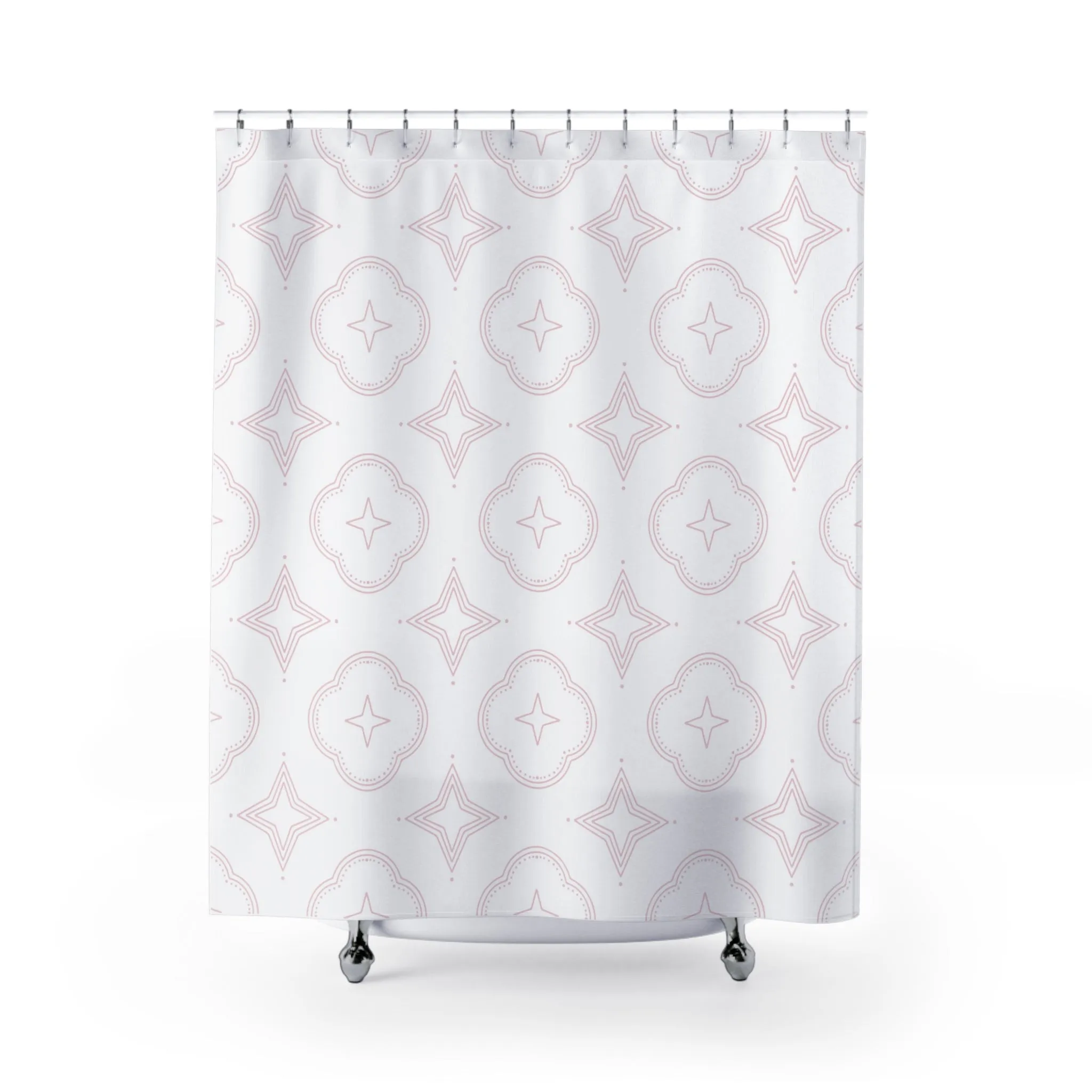 Boho Shower Curtain | Retro Medieval Blush Pink White Lighting,Home Lighting