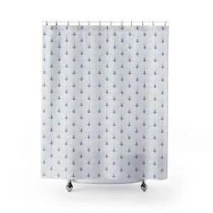 Boho Shower Curtain | Retro White Blue Art Deco, Nouveau Lighting,Home Lighting
