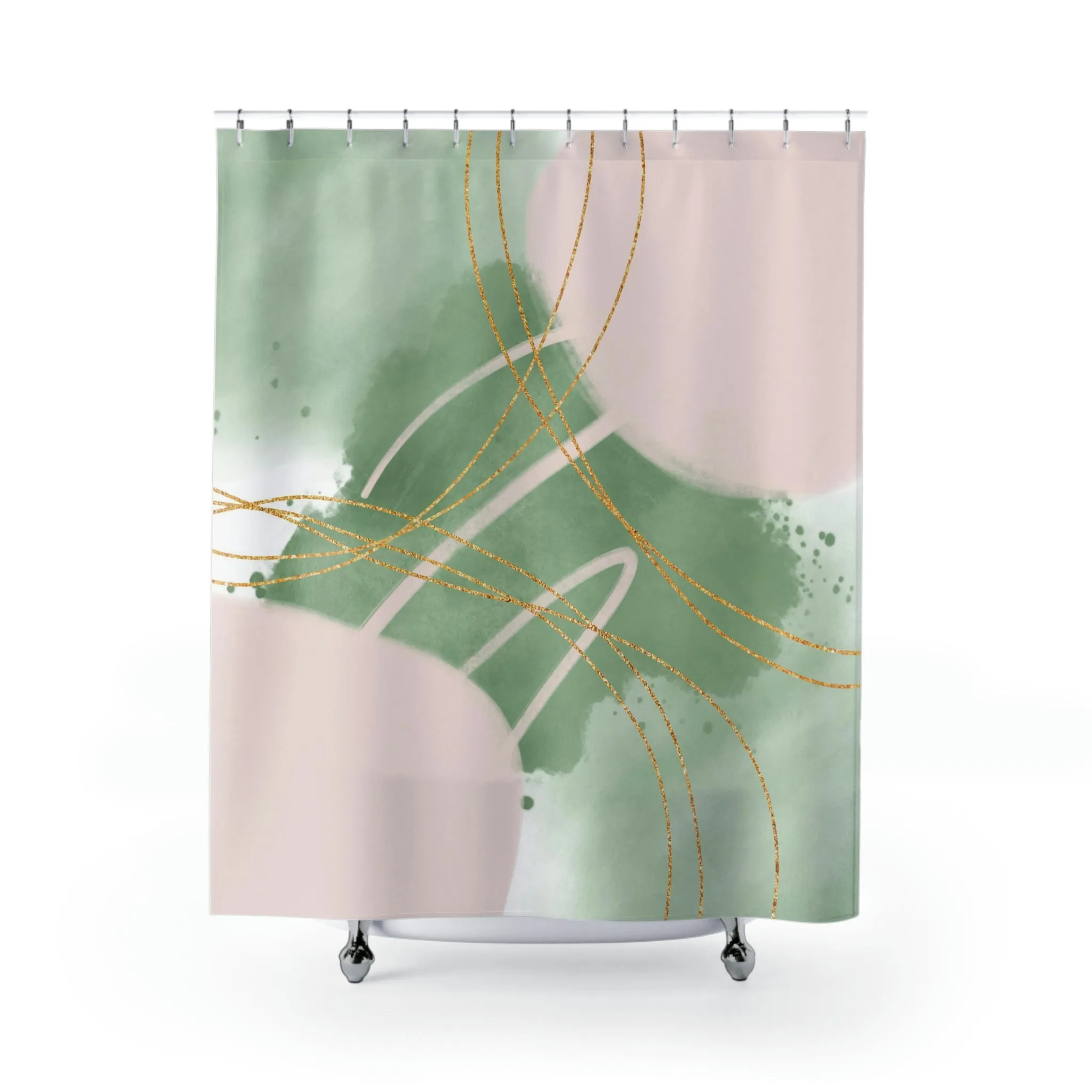 boho shower curtain | Sage Green, Blush Pink Lighting,Home Lighting