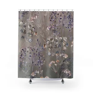 Boho Shower Curtain | Taupe, Purple Wild Floral Lighting,Home Lighting