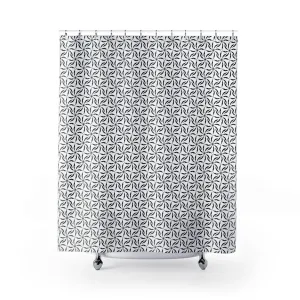 Boho Shower Curtain | White Black, Abstract Floral Lighting,Home Lighting