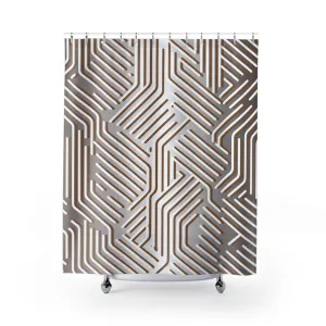 Boho Shower Curtain | White Grey Taupe Geometric Lighting,Home Lighting