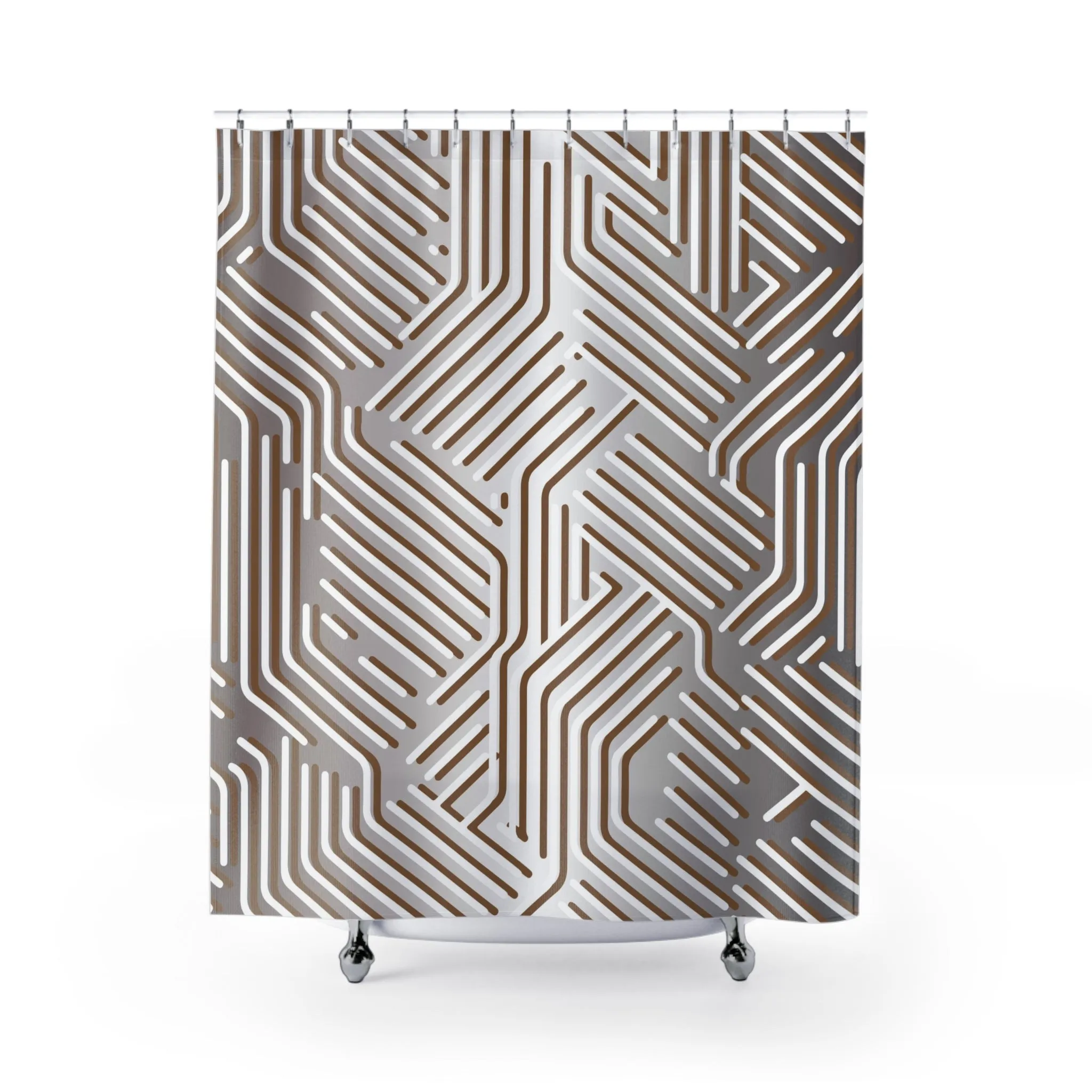 Boho Shower Curtain | White Grey Taupe Geometric Lighting,Home Lighting