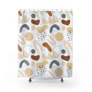 Boho Shower Curtain | White Rust Brown Beige Lighting,Home Lighting
