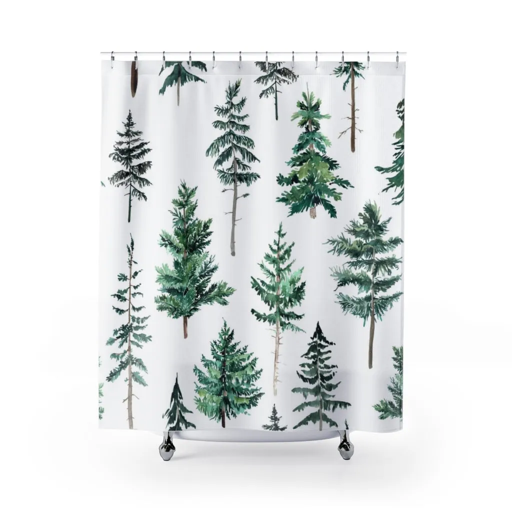 Boho Shower Curtain |  White Sage Forest Green | Woodlands Nature Lighting,Home Lighting