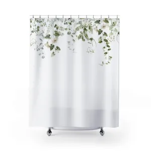 Boho Shower Curtain | White Sage Green Vine leaves Lighting,Home Lighting
