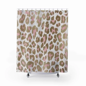 Boho Shower Curtain | Beige Pink Animal Print Lighting,Home Lighting