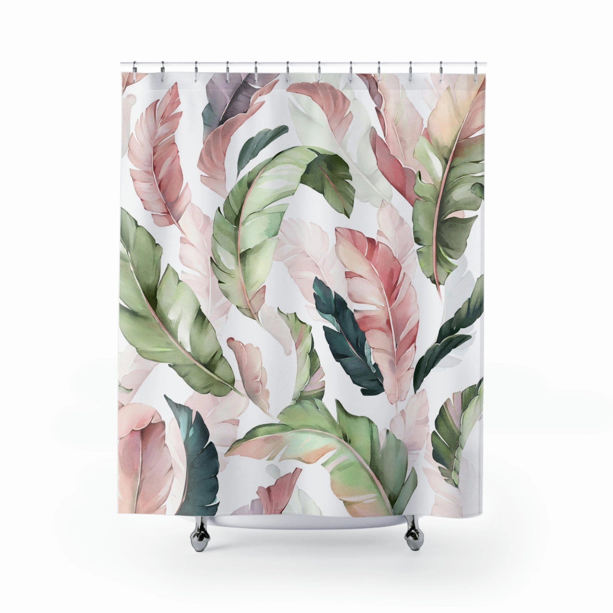 Boho Shower Curtain | Blue Pink White Tropical Lighting,Home Lighting