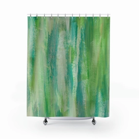 Boho Shower Curtain | Green Teal Blue Abstract Lighting,Home Lighting