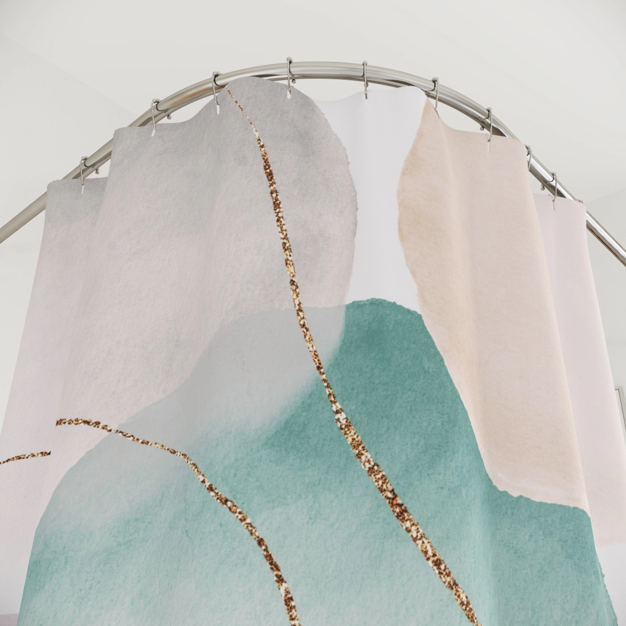Boho Shower Curtain | Pastel Pink, Teal Green