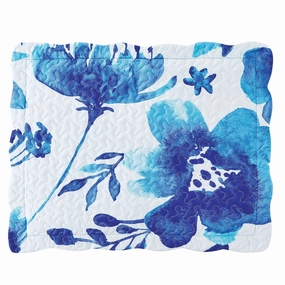 Bold Blue Botanical Garden Scalloped Edge Pillow Sham pillowcases,cotton pillow covers,bed linen