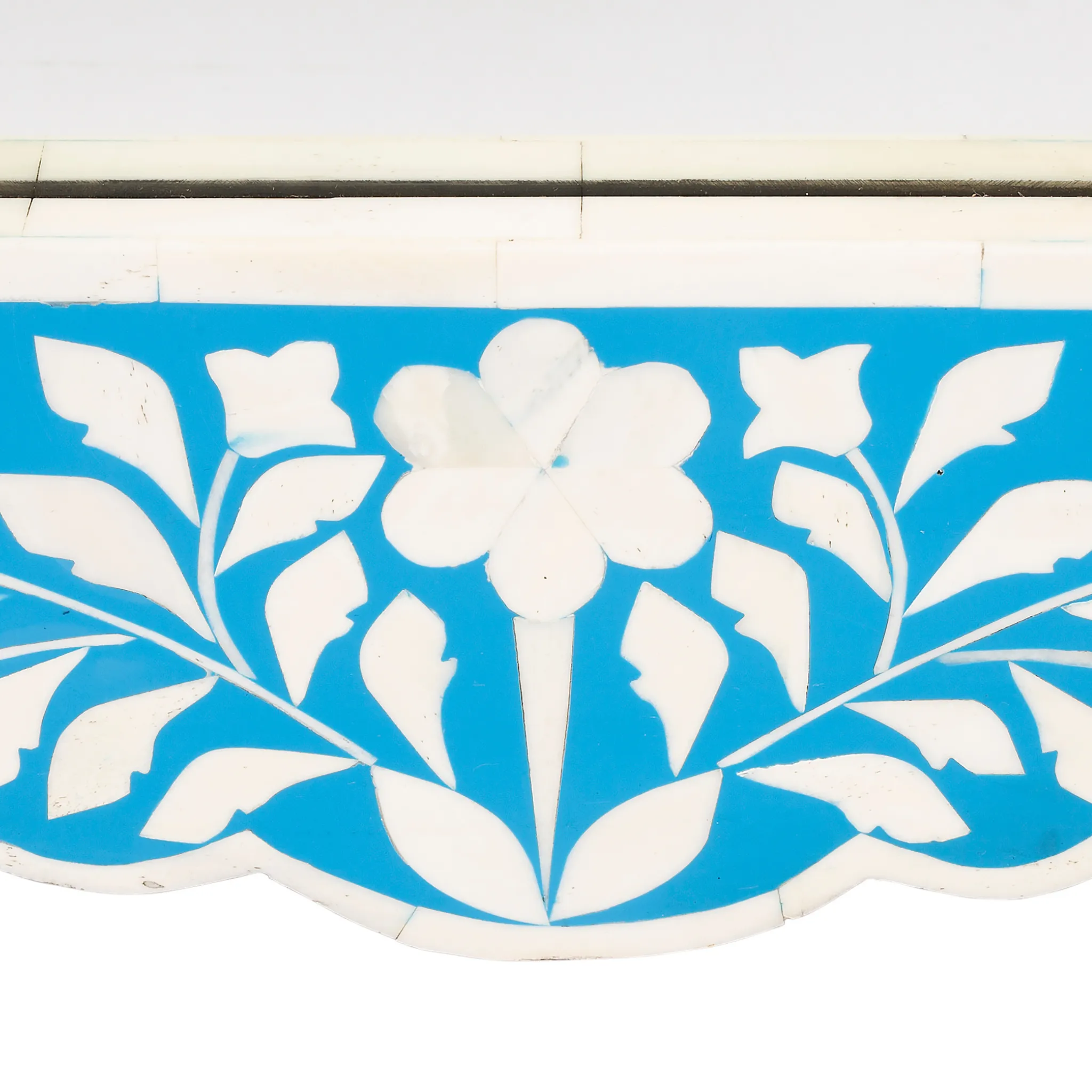 Bone Inlay Mosaic Wall Mirror in Blue and White