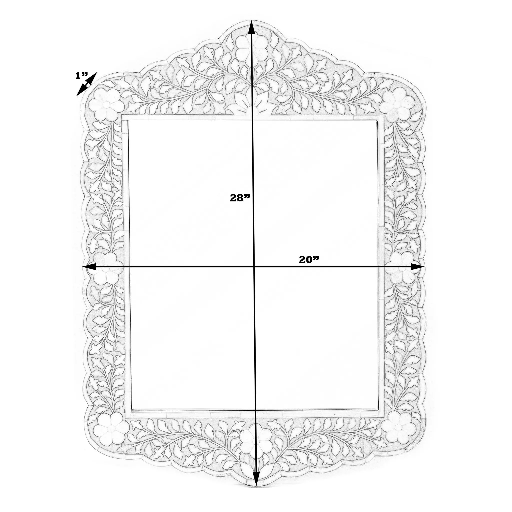 Bone Inlay Mosaic Wall Mirror in Blue and White
