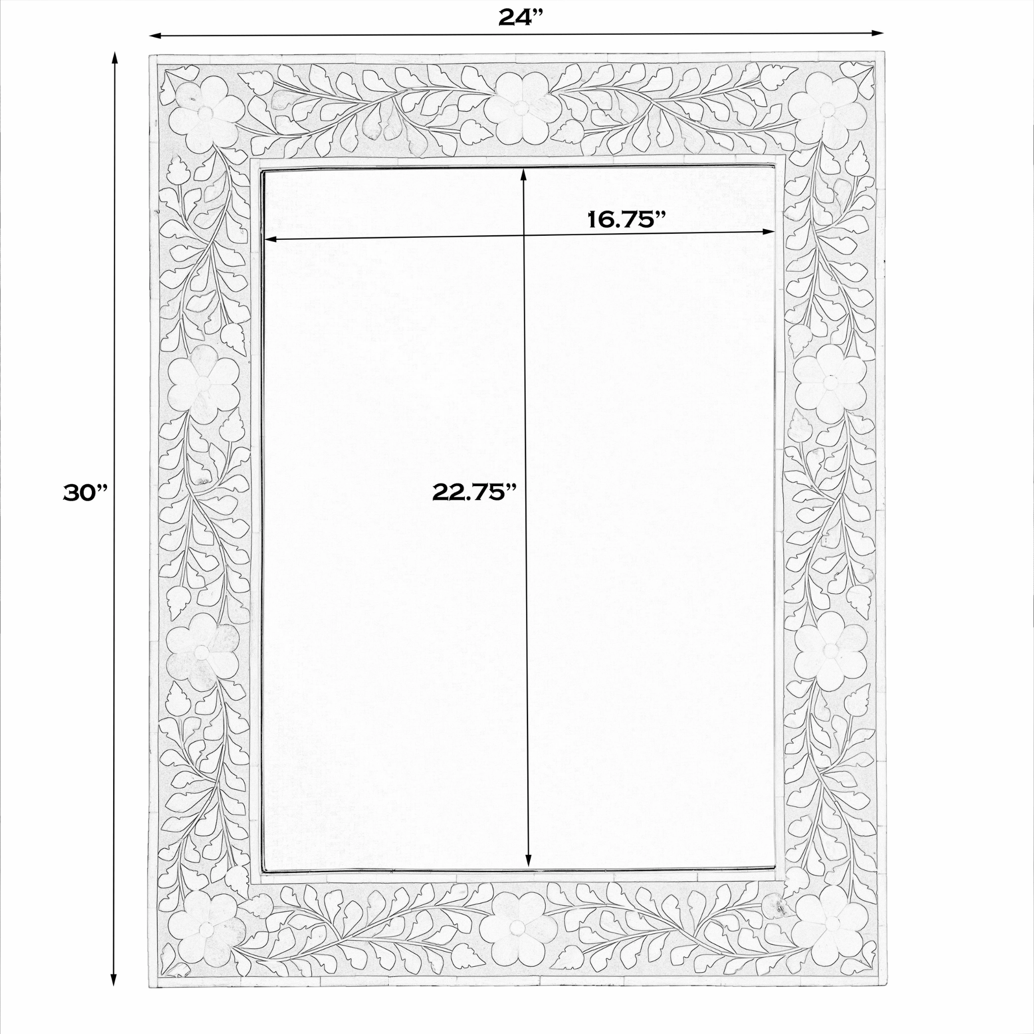Bone Inlay Mosaic Rectangular Wall Mirror in Pink and White