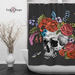 Botanical Feather Bees and Skull  Shower Curtains and Optional Bath Mats Lighting,Lamps Fixtures