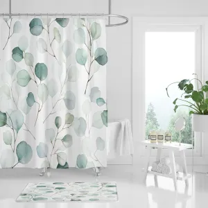 Botanical Shower Curtain | Green White Lighting,Home Lighting