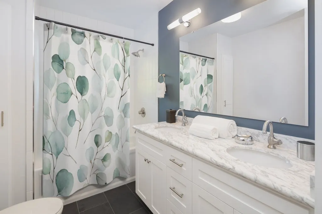 Botanical Shower Curtain | Green White
