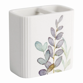 Botanical Toothbrush Holder - blue/green on white Toothbrush Holder,Bathroom Organizer