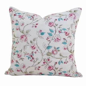 Bouquet Floral Embroidery Deco Pillow White & Pink pillows,bed pillow,sleeping cushion