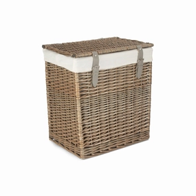 Boutique Antique Wash Willow Storage Laundry Hamper with Lining - Small laundry organizer,dirty clothes basket,plastic laundry basket