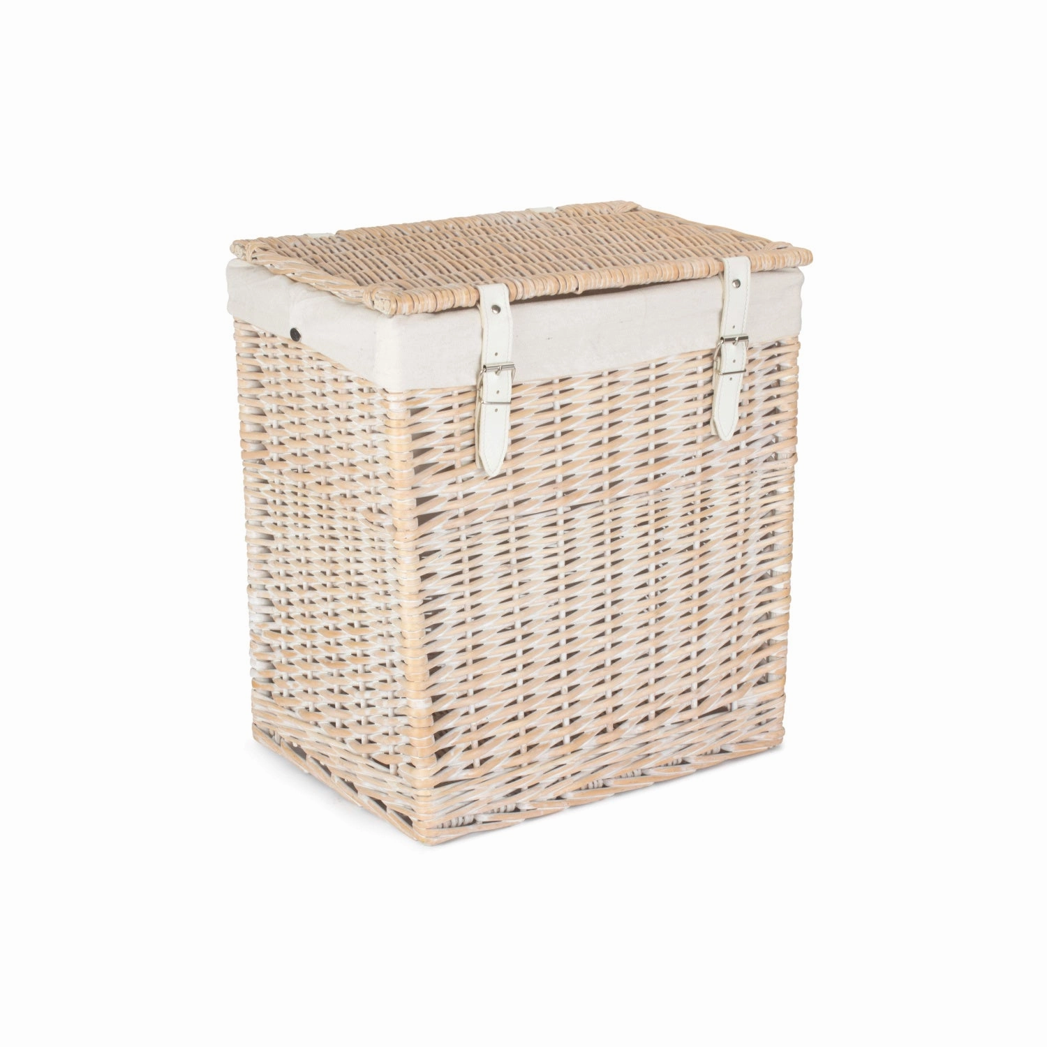 Boutique White Wash Willow Laundry Hamper with Lining - Small laundry organizer,dirty clothes basket,plastic laundry basket