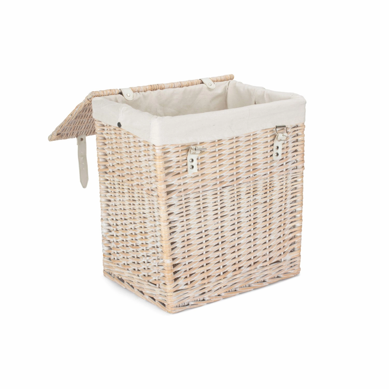 Boutique White Wash Willow Laundry Hamper with Lining - Small
