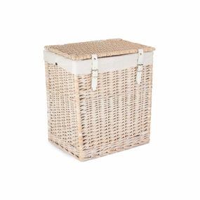 Boutique White Wash Willow Laundry Hamper with Lining - Small laundry organizer,dirty clothes basket,plastic laundry basket