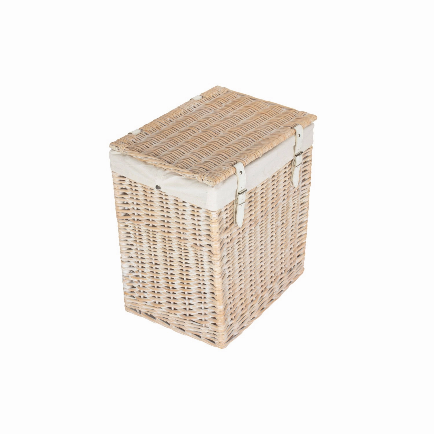 Boutique White Wash Willow Laundry Hamper with Lining - Small