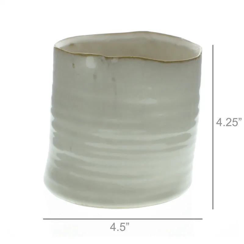Bower Ceramic Vase - Med Wide Cream