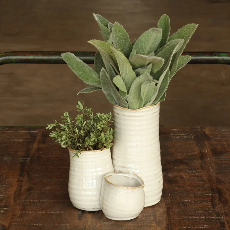 Bower Clustered Ceramic Vase - Tall Triple - Fancy White