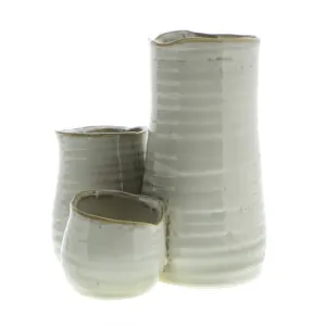 Bower Clustered Ceramic Vase - Tall Triple - Fancy White Vase,Ceramic Vase