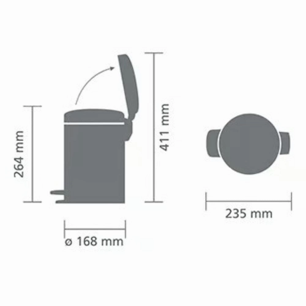 brabantia NewIcon Pedal Bin 3 litre In Platinum