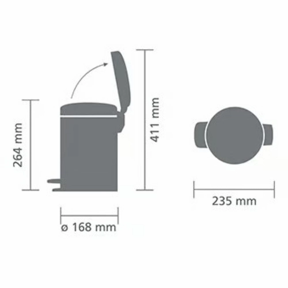 brabantia NewIcon Pedal Bin 3 litre In Platinum