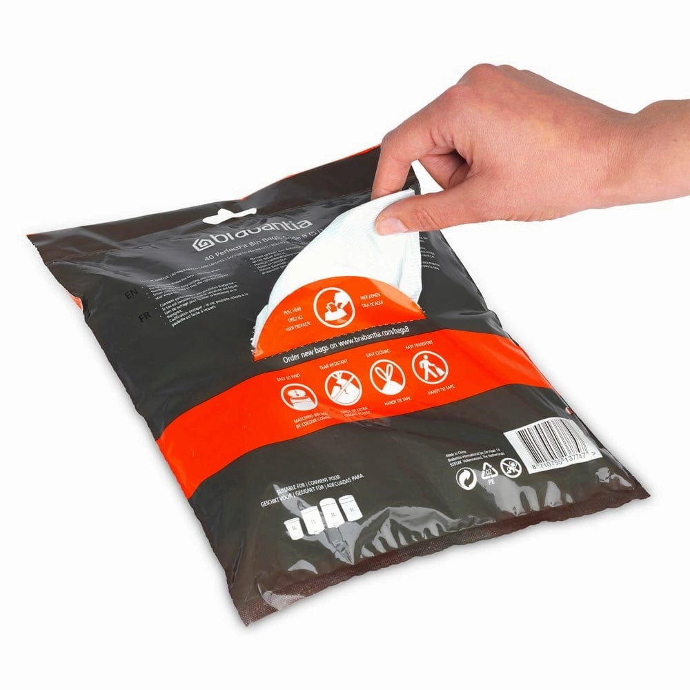 brabantia PerfectFit Bags Code B (5-7 litre), Dispenser Pack with 40 Bags
