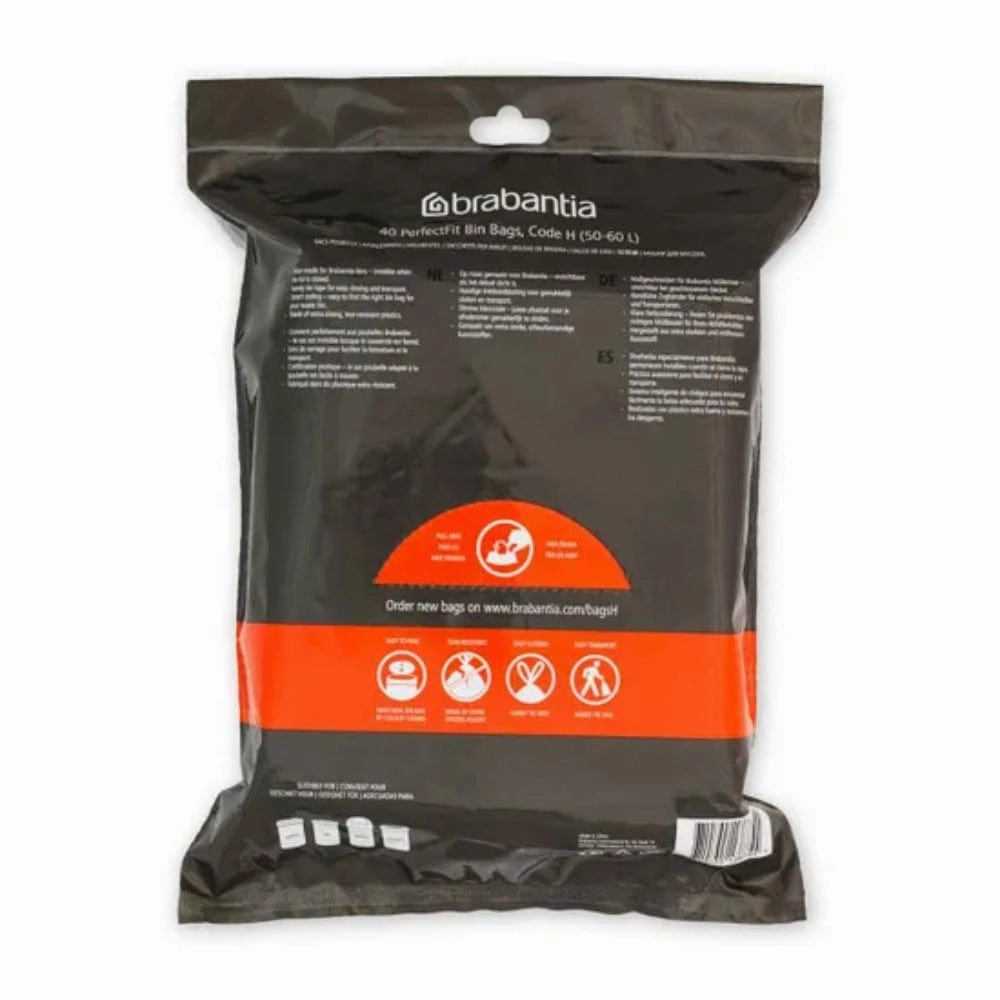 brabantia PerfectFit Bags Code H (50 60 litre), Dispenser Pack with 40 Bags
