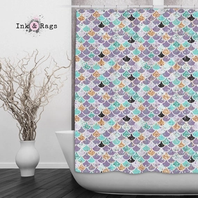 Breakfast At Tiffany Mermaid Scales and Mermicorn Fashion Shower Curtains and Optional Bath Mats Lighting,Lamps Fixtures
