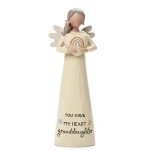 Bright Blessings 5.25" Angel Figurine with Rainbow Heart Granddaughter You Have My Heart Decorative Mirror,Home Decor Mirror
